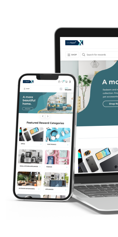 AI driven catalog on a mobile device and laptop screen.