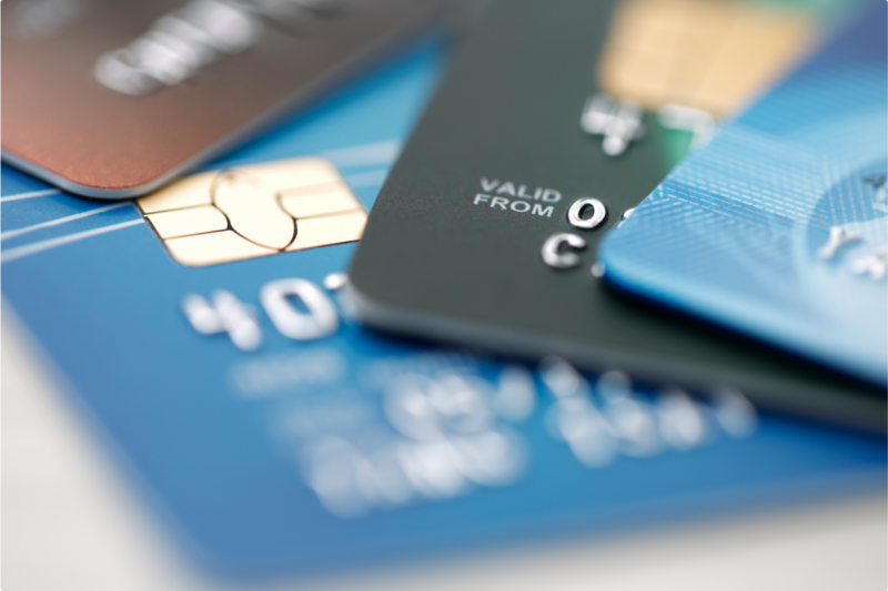 A stack of credit cards
